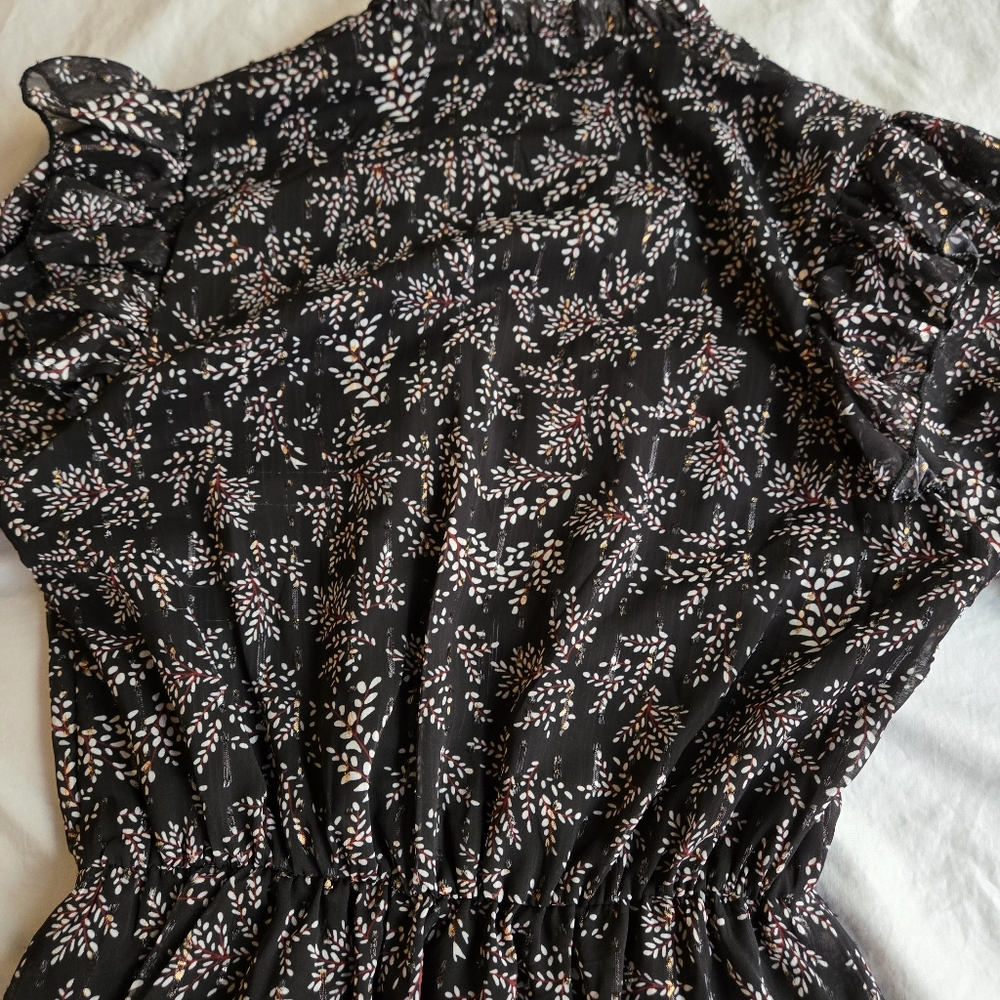 Aqua Black Floral Midi Dress - Picture 13 of 15